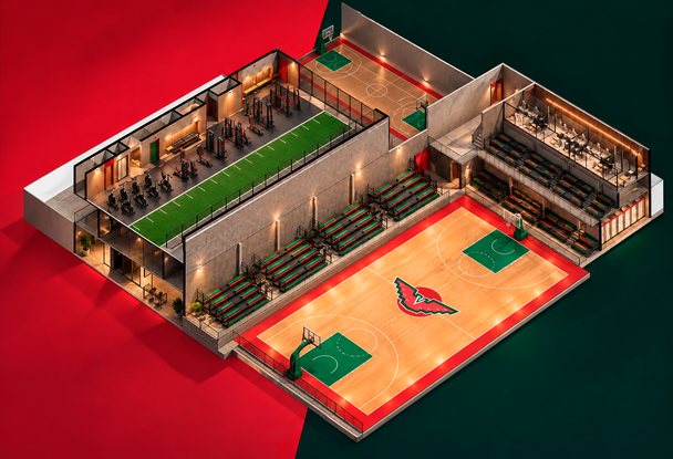 Plano 3D del futuro Club Social